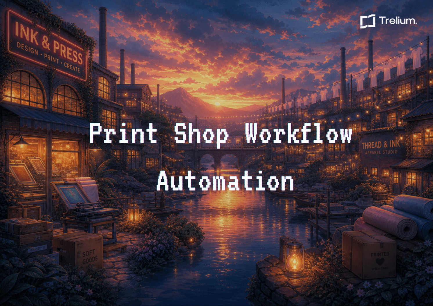 Trelium blog cover art for print shop workflow automation and PO entry software.