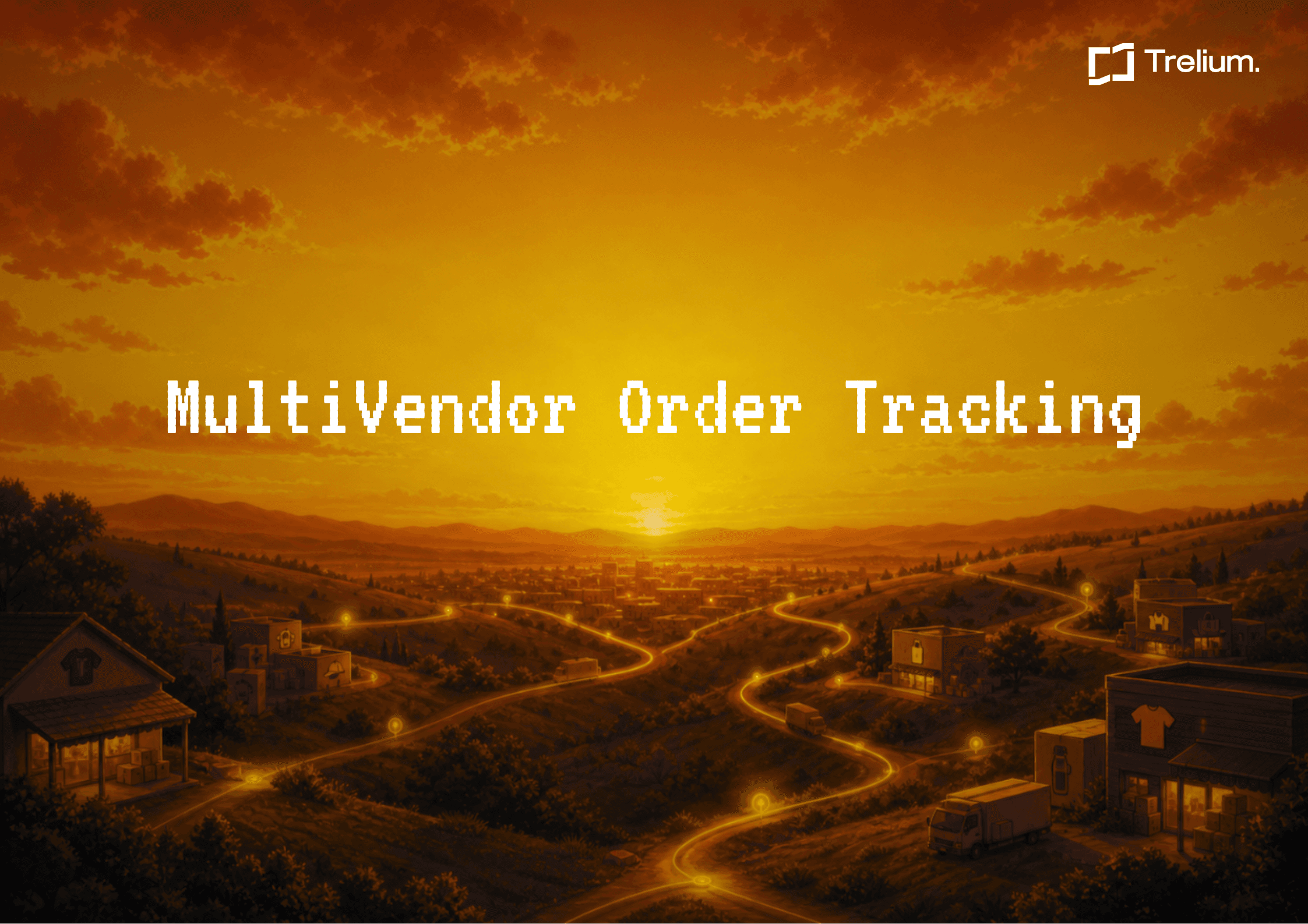 Order tracking across suppliers landscape illustration